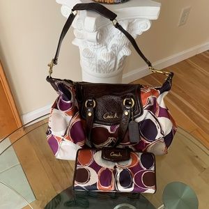 Coach Asley Sateen Bag, Color Orange/Purple